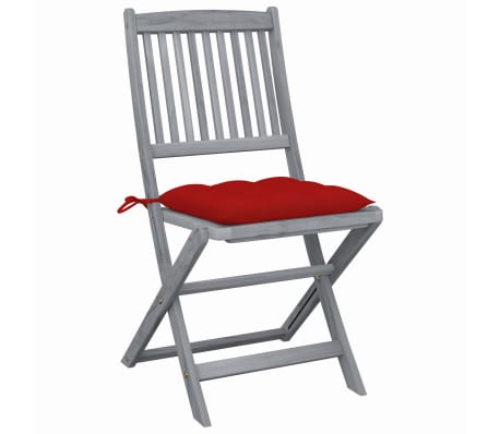 vidaXL Sulankstomos lauko kėdės su pagalvėmis, 6vnt., akacijos masyvas