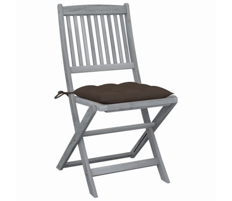 vidaXL Skladacie z&aacute;hradn&eacute; stoličky s podložkami 6 ks ak&aacute;ciov&yacute; mas&iacute;v