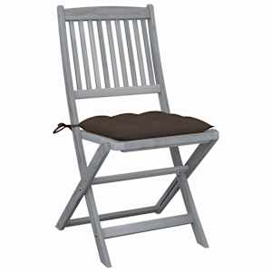 vidaXL Skladacie z&aacute;hradn&eacute; stoličky s podložkami 6 ks ak&aacute;ciov&yacute; mas&iacute;v