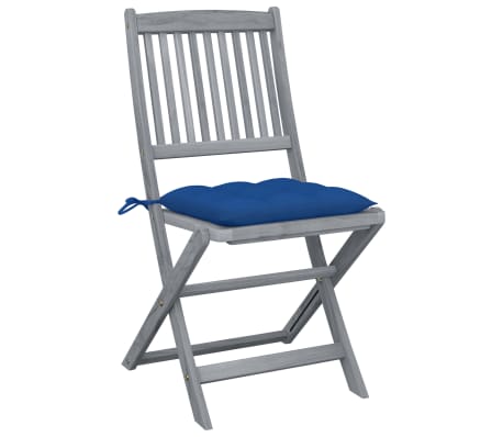 vidaXL Sulankstomos lauko kėdės su pagalvėmis, 6vnt., akacijos masyvas