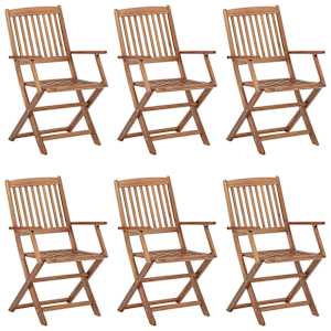 vidaXL Sillas de jard&iacute;n plegables 6 uds y cojines madera maciza acacia