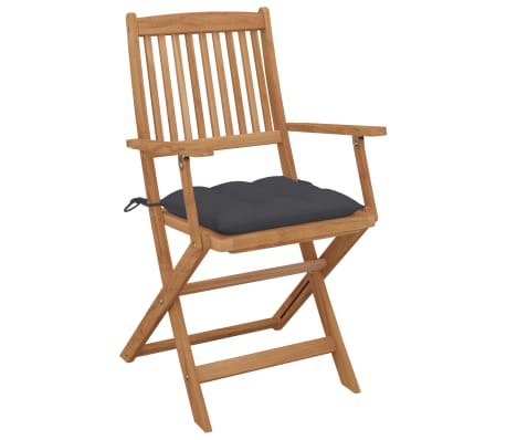 vidaXL Klappbare Gartenst&uuml;hle 6 Stk. mit Kissen Massivholz Akazie