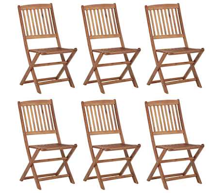 vidaXL Sulankstomos sodo kėdės su pagalvėmis, 6vnt., akacijos masyvas