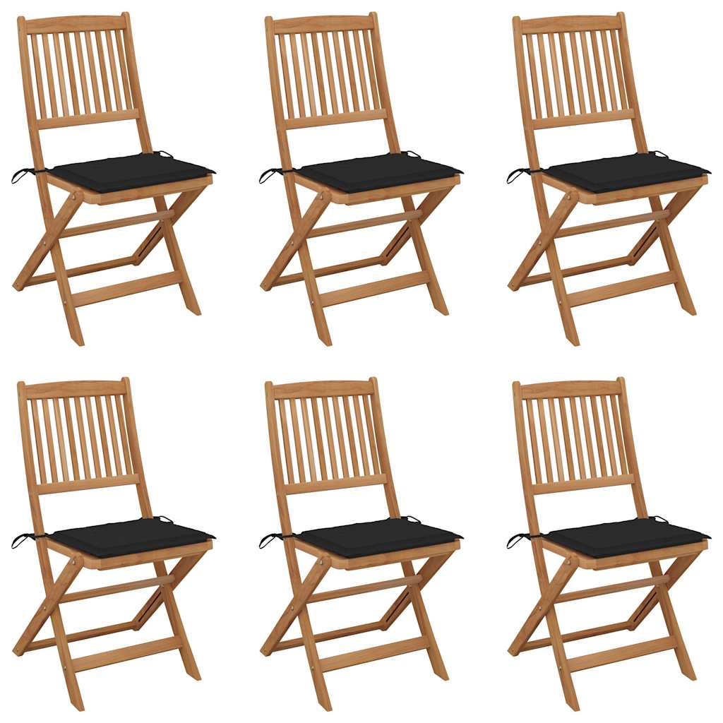 VidaXL Skládací zahradní židle s poduškami 6 ks masivní akáciové dřevo