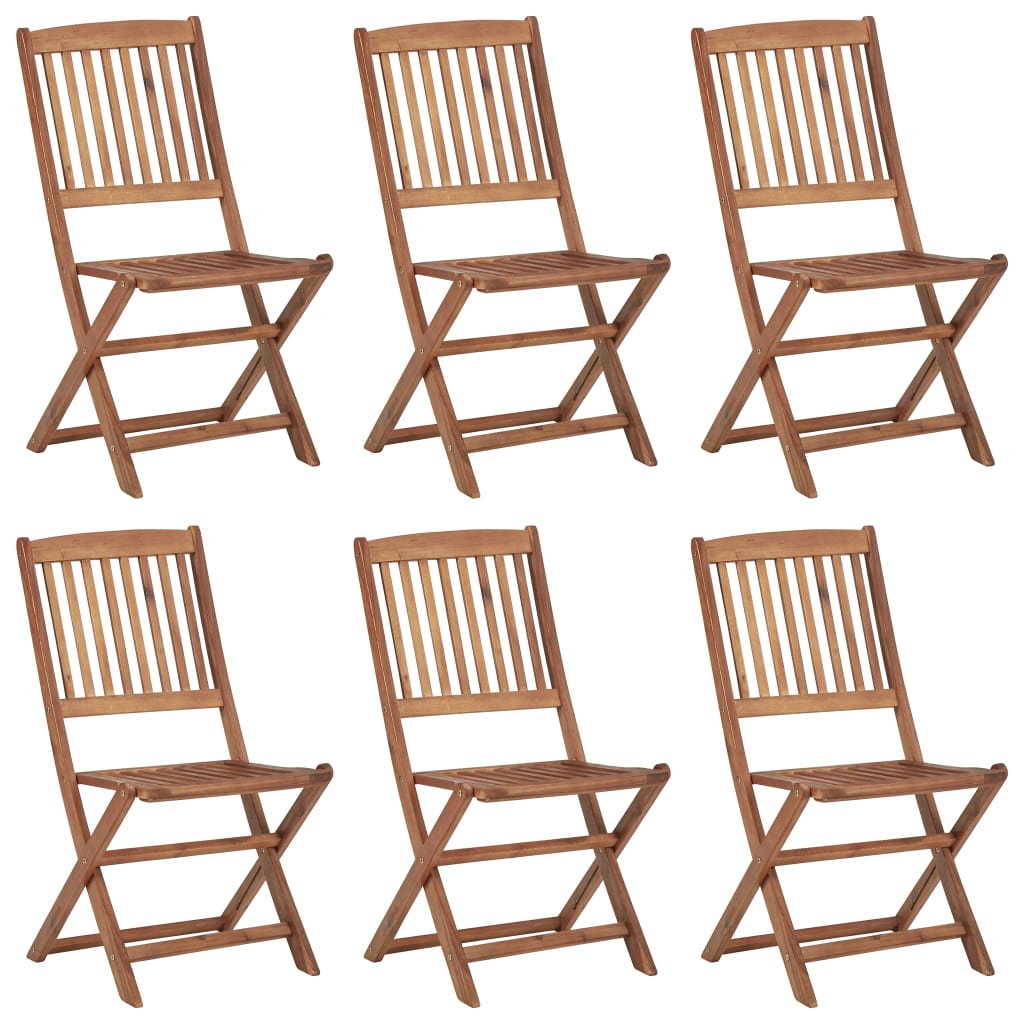 vidaXL Chaises pliables de jardin 6 pcs avec coussins Bois d'acacia