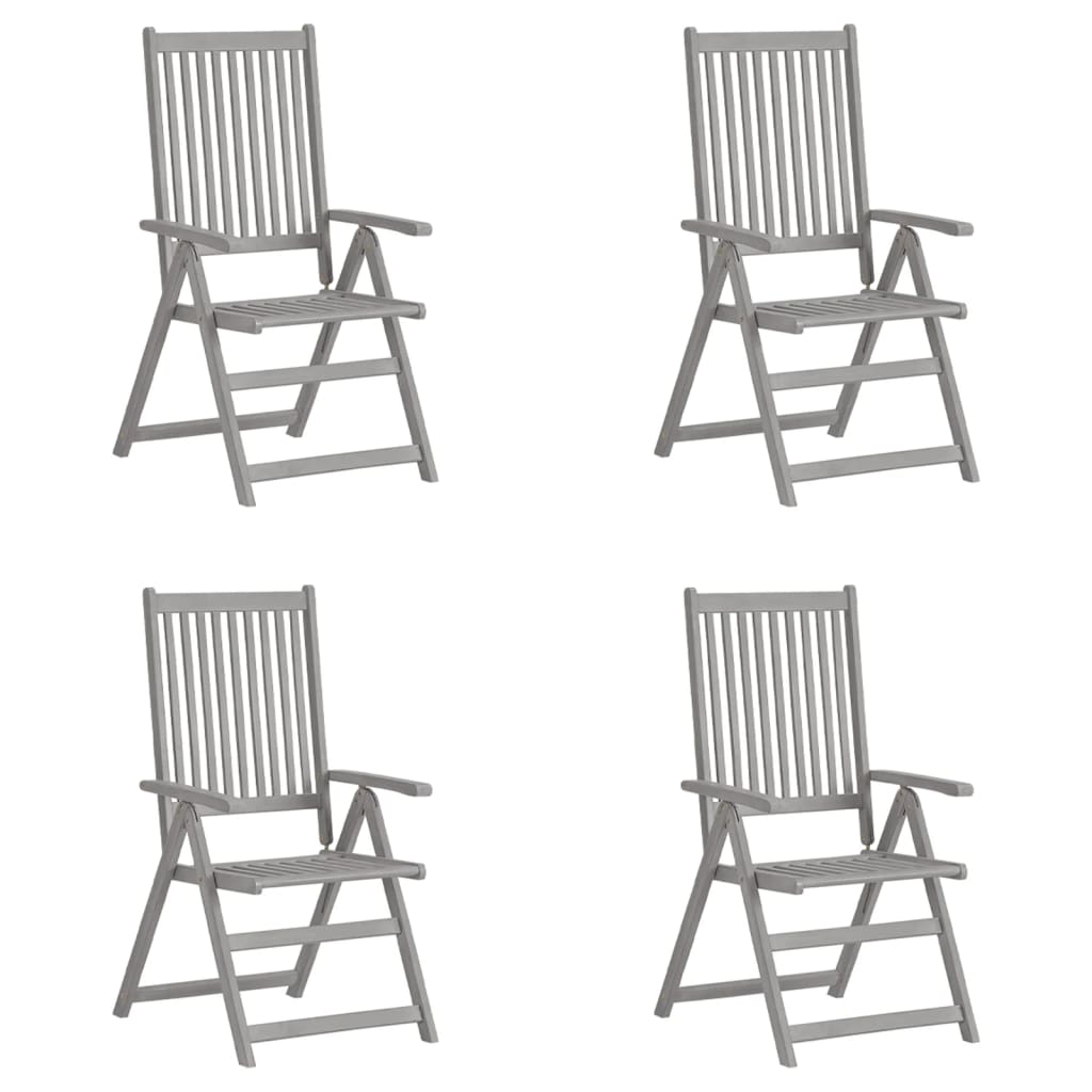vidaXL Verstellbare Gartenstühle 4 Stk. Grau Massivholz Akazie