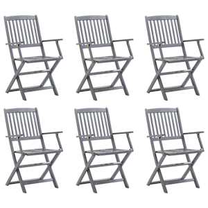 Zložljivi vrtni stoli 6 kosov trden akacijev les