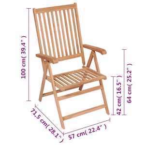 Polohovatelné zahradní židle 4 ks masivní teak - obrázek 8
