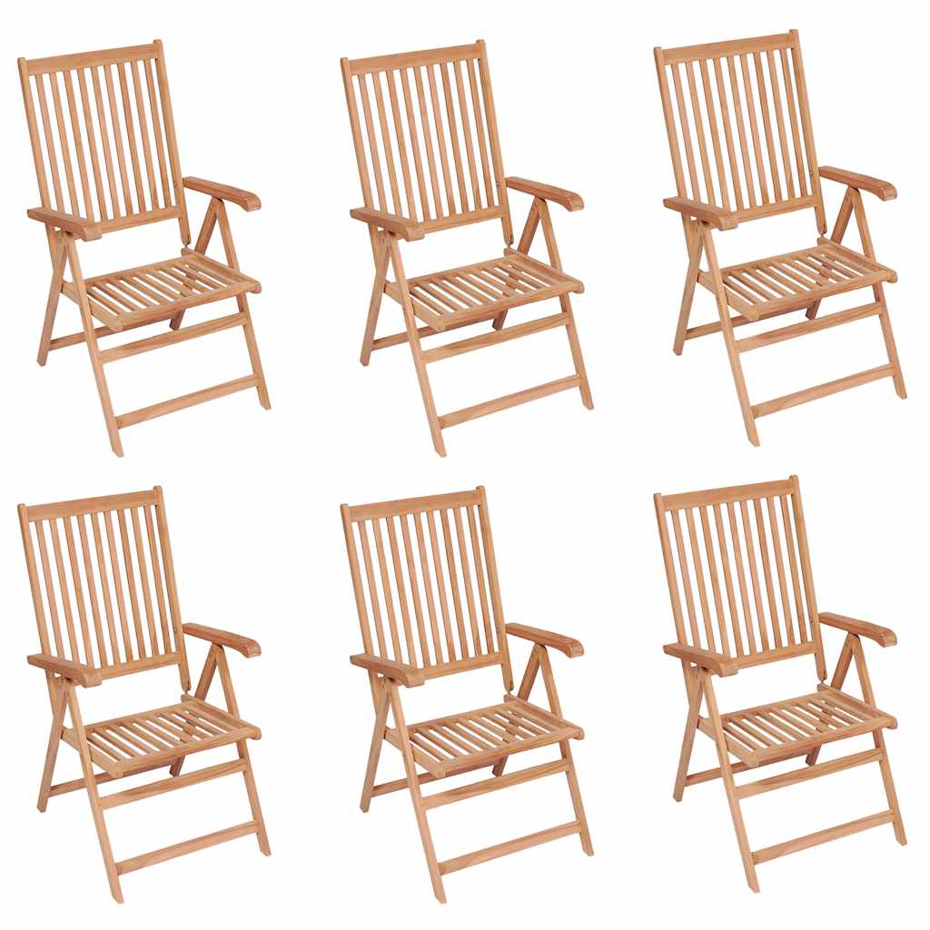 vidaXL Verstellbare Gartenstühle 6 Stk. Massivholz Teak