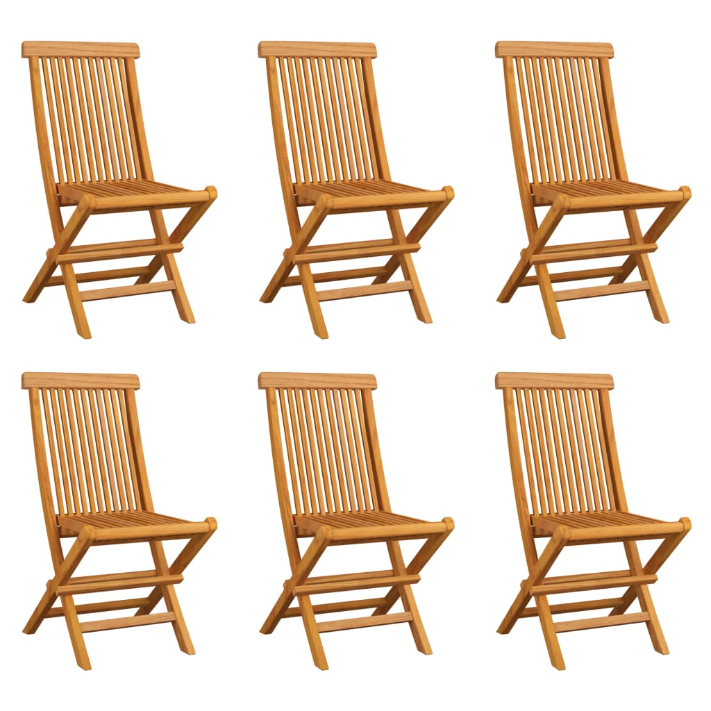 vidaXL Hopfällbara trädgårdsstolar 6 st massiv teak