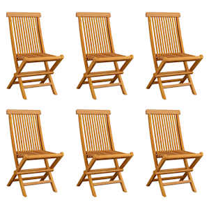 Zložljivi vrtni stoli 6 kosov trdna tikovina