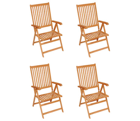 vidaXL Sodo kėdės su lapų ra&scaron;tų pagalvėlėmis, 4vnt., tikmedžio masyvas