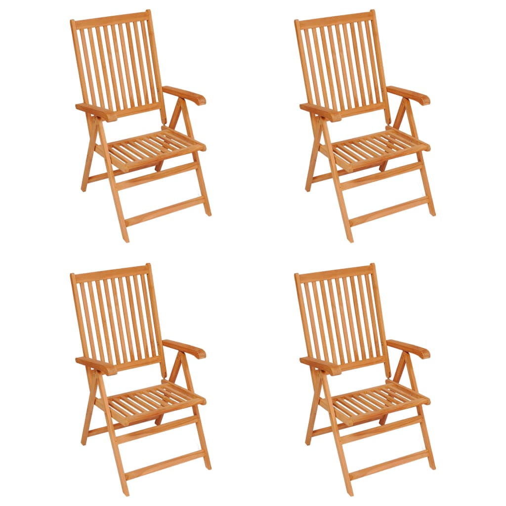 vidaXL Záhradné stoličky 4 ks s krémovými podložkami tíkový masív
