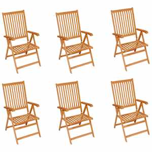 vidaXL Καρέκλες Κήπου 6 τεμ. Μασίφ Ξύλο Teak & Μαξιλάρια Σχέδιο Φύλλων