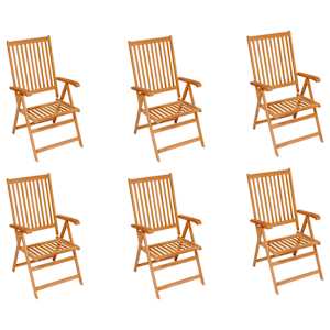 vidaXL Chaises de jardin lot de 6 et coussins anthracite Bois de teck