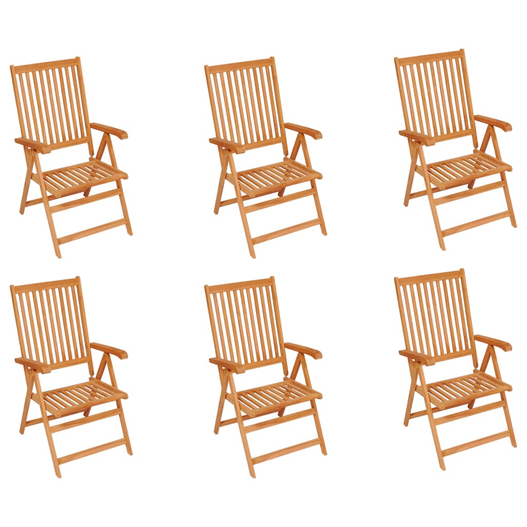 

vidaXL Tuinstoelen 6 st met grijze kussens massief teakhout