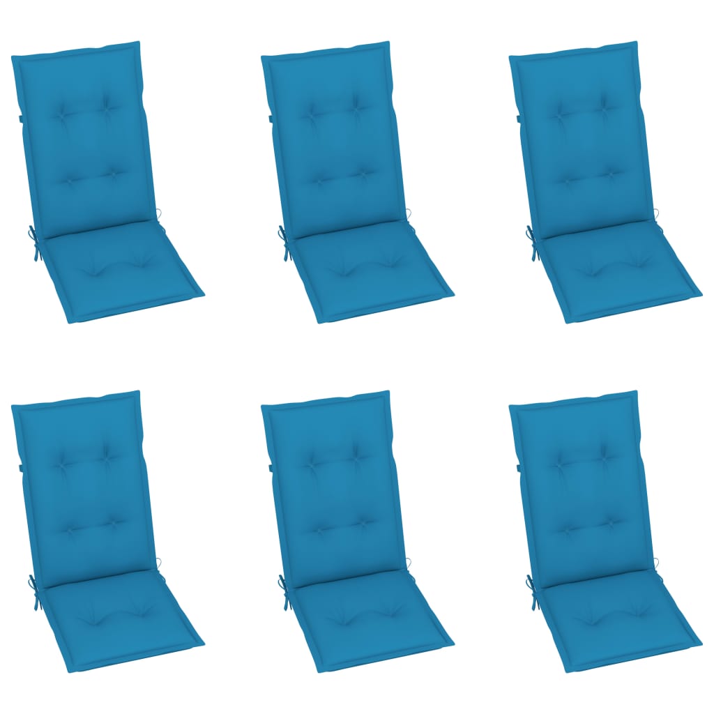 Gartenstühle 6 Stk. mit Blauen Kissen Massivholz Teak | Stepinfit.de