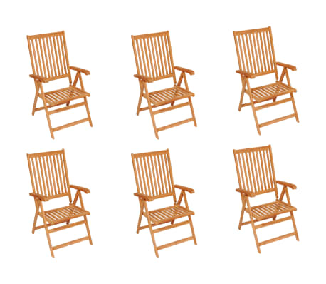 vidaXL dārza krēsli, matrači ar lapu apdruku, 6 gab., masīvs tīkkoks