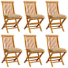 vidaXL Kokkupandavad toolid beežide patjadega, 6 tk, t&auml;ispuidust