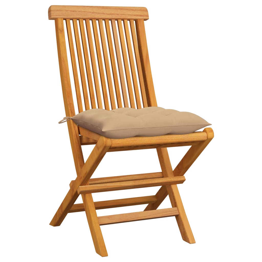 

vidaXL Tuinstoelen 6 st met beige kussens massief teakhout