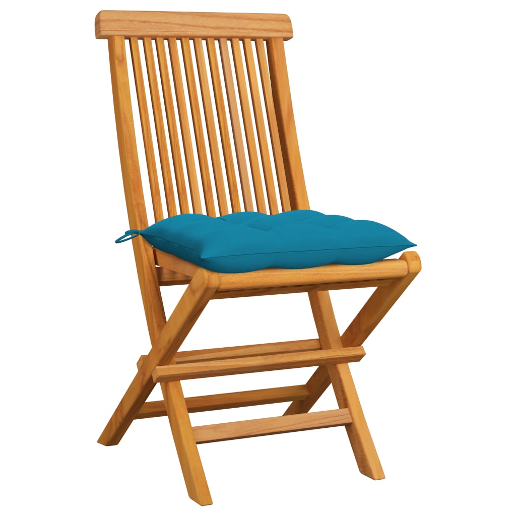 

vidaXL Tuinstoelen 6 st met lichtblauwe kussens massief teakhout
