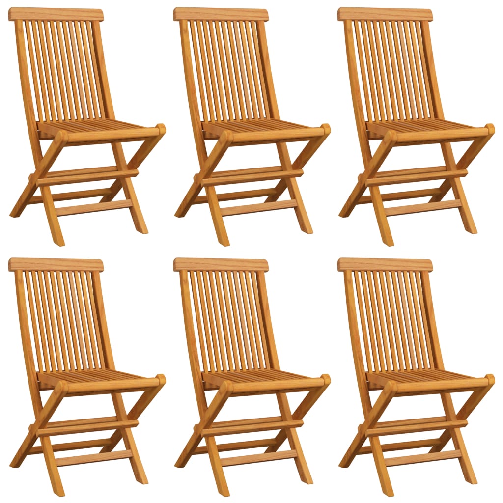 Thumbnail - vidaXL Gartenstühle mit Hellgrünen Kissen 6 Stk. Massivholz Teak