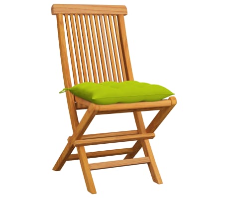 vidaXL Tuinstoelen 6 st met heldergroene kussens massief teakhout