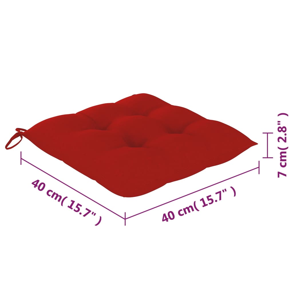 Tuinstoelen 4 st met rode kussens massief teakhout image 14