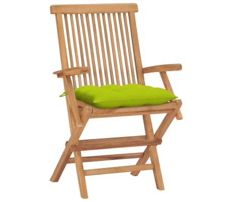 vidaXL Scaune grădină cu perne, 4 buc., verde, lemn masiv tec