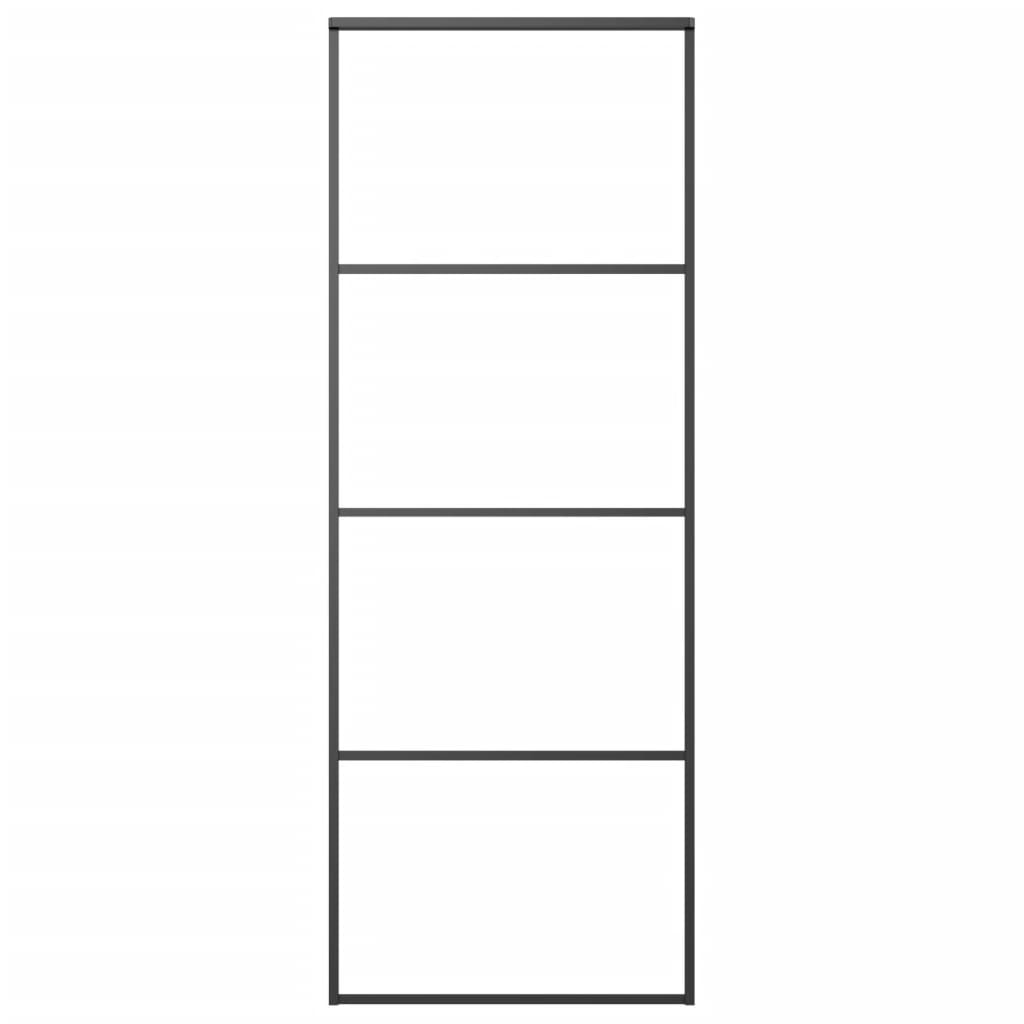 vidaXL Posuvné dveře hliník a ESG sklo 76 x 205 cm černé