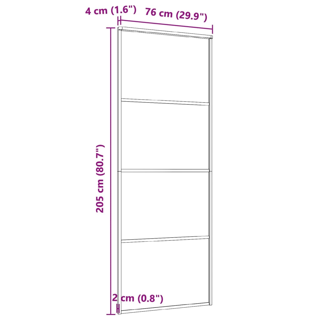 Fekete alumínium és ESG üveg tolóajtó 76 x 205 cm 