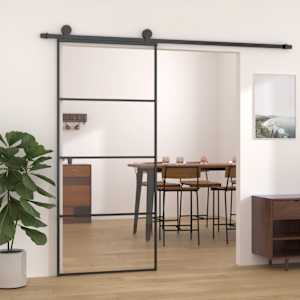 Posuvné dveře hliník a ESG sklo 90 x 205 cm černé - obrázek 1