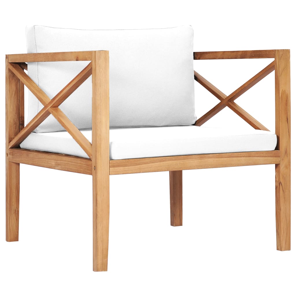 

vidaXL Patio Chair with Cream Cushions Solid Teak Wood