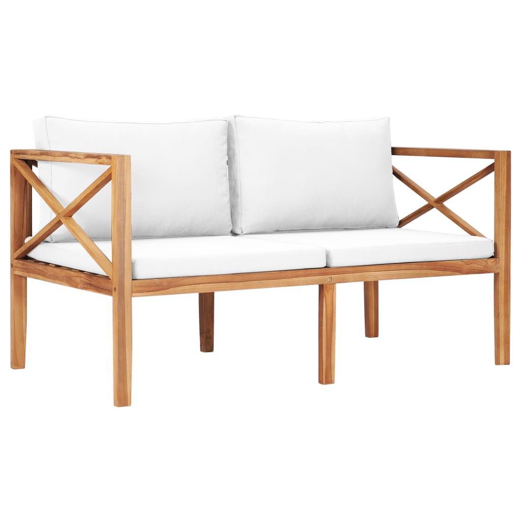 

vidaXL Patio Bench with Cream Cushions Solid Teak Wood