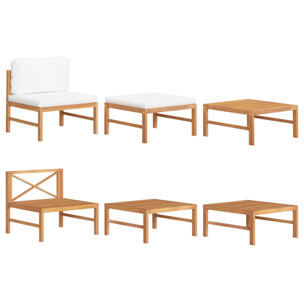 

vidaXL 3 Piece Patio Lounge Set with Cream Cushions Teak Wood