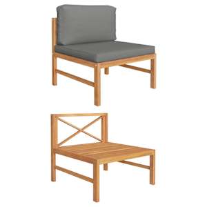 Sredinski kavč s temno sivimi blazinami trdna tikovina