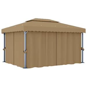 vidaXL varjualune kardinaga 4 x 3 m, pruunikashall, alumiinium