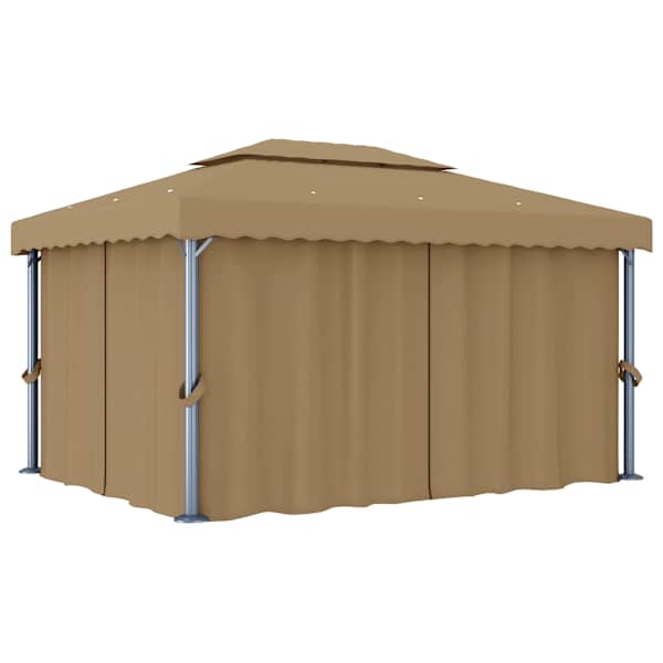 vidaXL varjualune kardinaga 4 x 3 m, pruunikashall, alumiinium