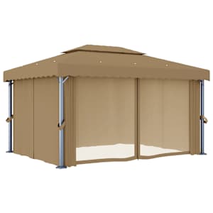 Altán se závěsy 4 x 3 m taupe hliník - obrázek 3