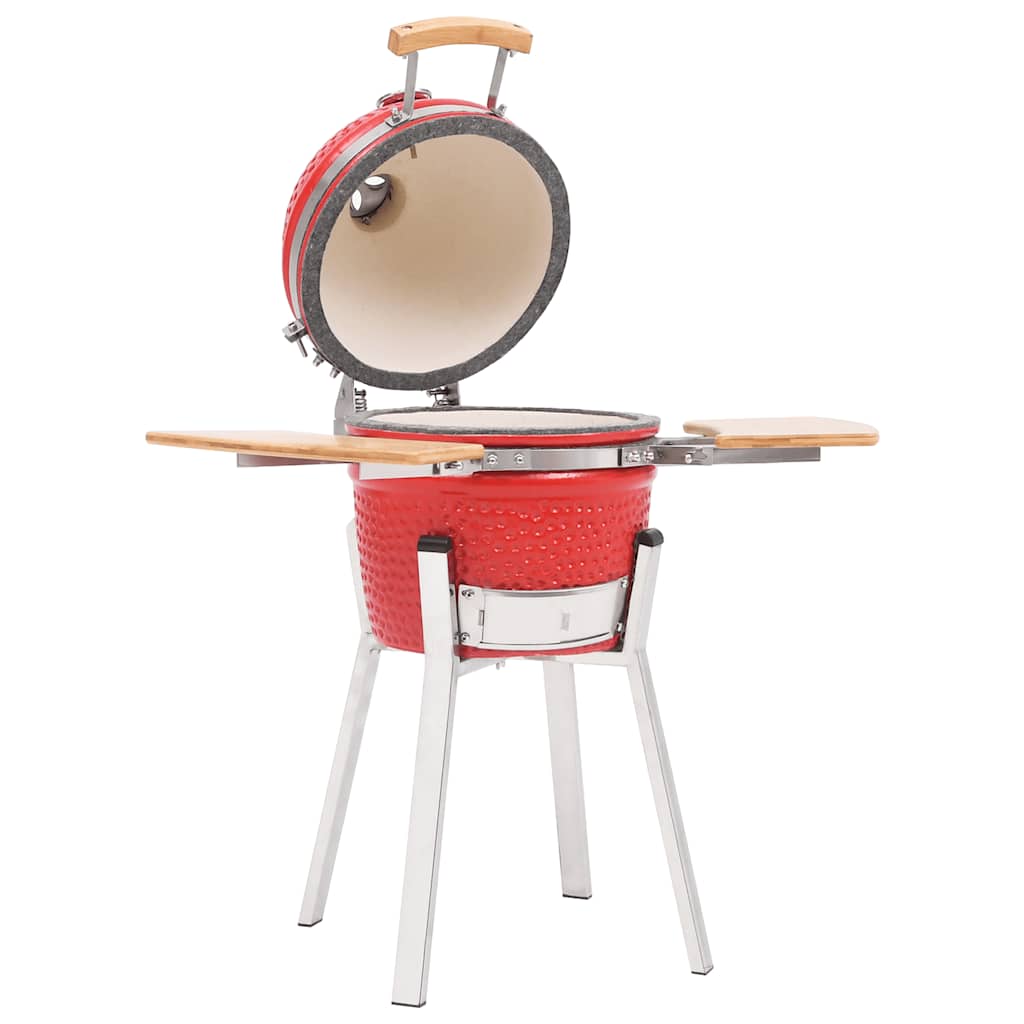 Kamado Barbacoa De Carbón Con Estantes Parrilla Quemador 76 Cm Bbq Negro/Rojo Vi