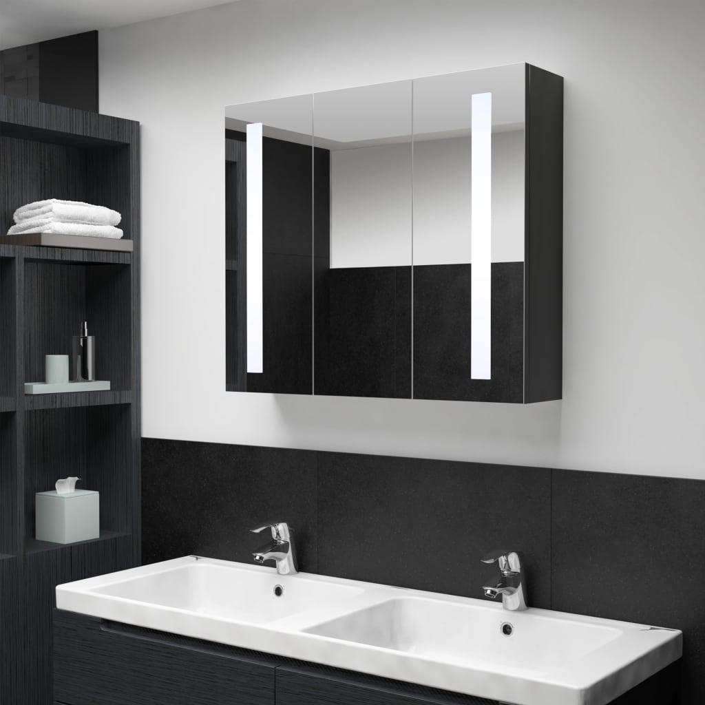 vannasistabas skapītis ar spoguli un LED, 89x14x62 cm | Stepinfit.lv