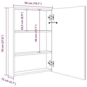 LED koupelnová skříňka se zrcadlem 50 x 13 x 70 cm - obrázek 9