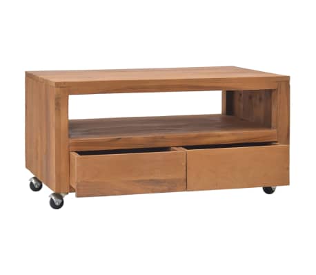 vidaXL Meuble TV avec roues 80x50x42 cm Bois de teck solide