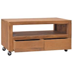 vidaXL Meuble TV avec roues 80x50x42 cm Bois de teck solide