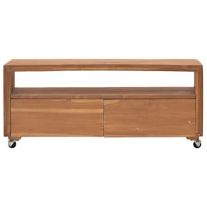 vidaXL Έπιπλο Τηλεόρασης με Ροδάκια 110x30x40 εκ. από Μασίφ Ξύλο Teak