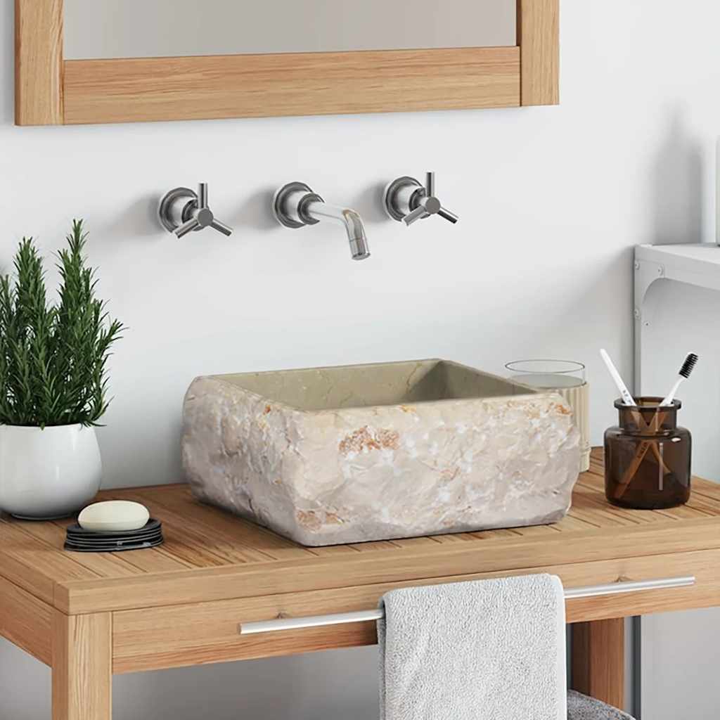 Thumbnail - vidaXL Waschbecken Creme 30x30x13 cm Marmor