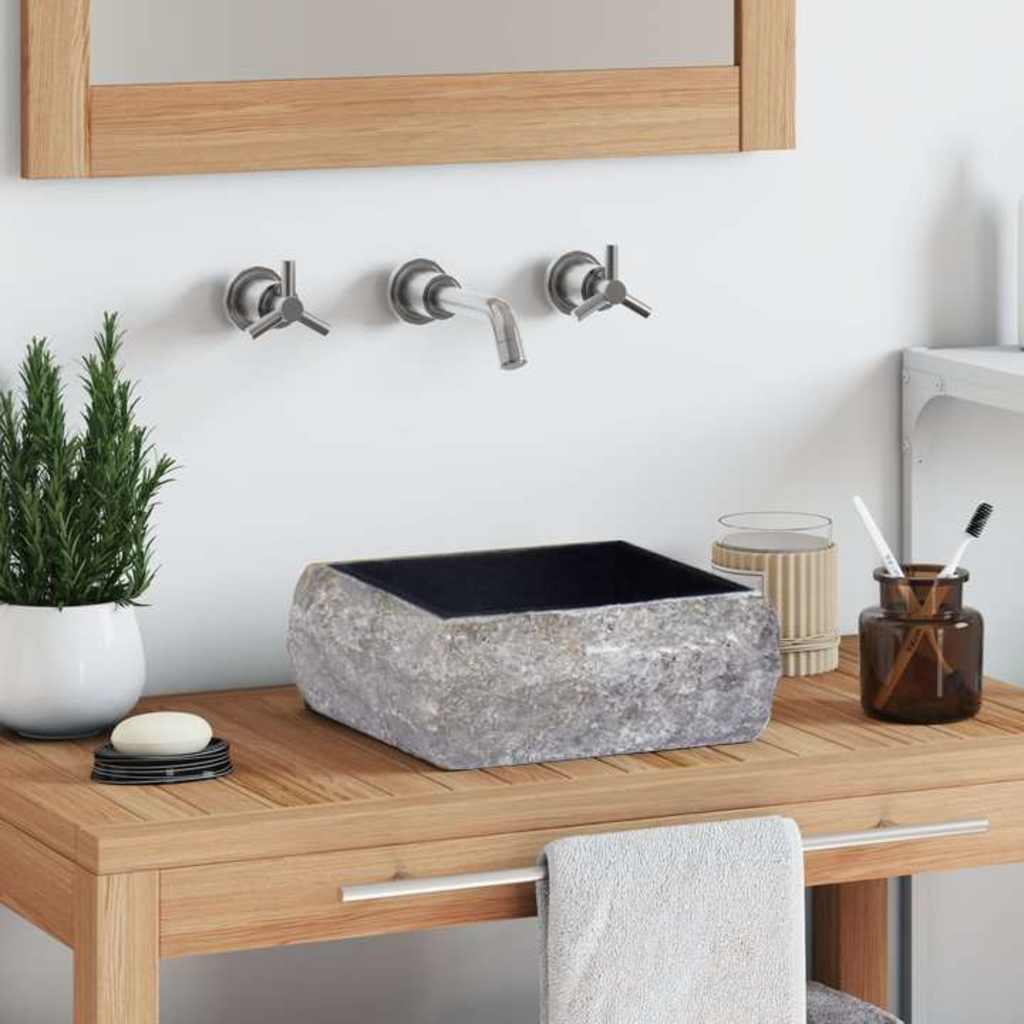 vidaXL Waschbecken Schwarz 30x30x13 cm Marmor