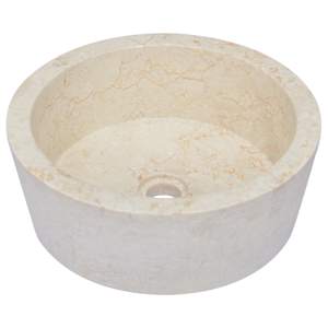 Umyvadlo krémové Ø 40 x 15 cm mramor - obrázek 4