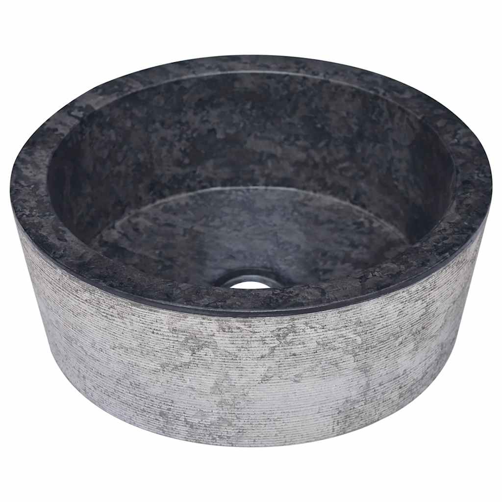 vidaXL Umývadlo čierne Ø40x15 cm mramor
