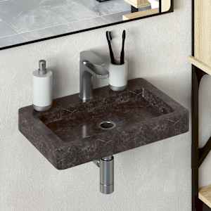 vidaXL seinale kinnitatav valamu, must, 38x24x6,5 cm, marmor